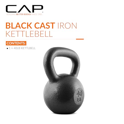 CAP Barbell Cast Iron Kettlebell 40 lbs - Solid Durable Workout Equipment