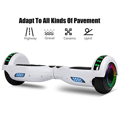 Self-Balancing Scooter with Bluetooth Speaker & LED Hub Lights - White A01