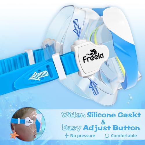 Kids Swimming Goggles for Ages 4-16 with Nose Cover, Anti-Fog No Leak - Blue & Blue Green