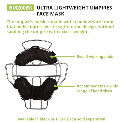 Champion Sports Ultra Lightweight Umpire Face Mask Adult DryTek Silver - Baseball & Softball Equipment