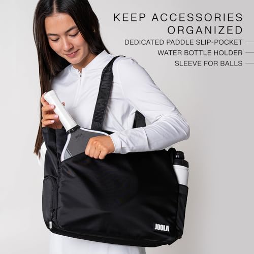 Black JOOLA Pickleball Tote Bag with Paddle & Shoe Compartments - Everyday Series