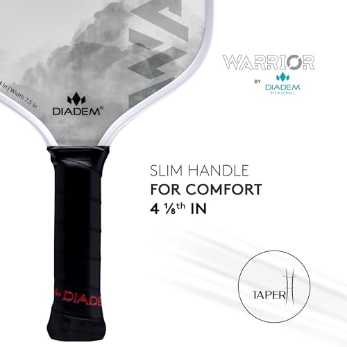 Diadem Warrior Ghost Pickleball Paddle - Carbon Fiber Surface, 3X L-Core, Spin & Control