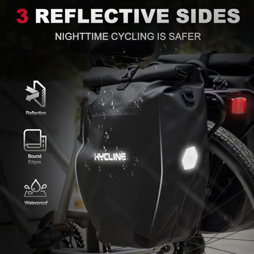 Hycline 2-Pack Waterproof Bicycle Panniers Bags 28L Rear Rack Storage