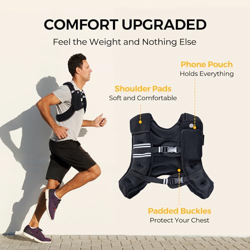 25 lb Weighted Vest for Men & Women - Reflective Stripe, Adjustable, Body Weight Workout Equipment