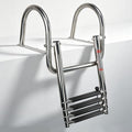 4 Step Pontoon Boat Ladder Stainless Steel Rear Entry Marine - Folding Telescoping Design