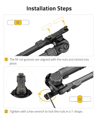 CVLIFE 30% Carbon Fiber Bipod 8-11 Inch Adjustable, Tilt & Swivel Head for Rifles