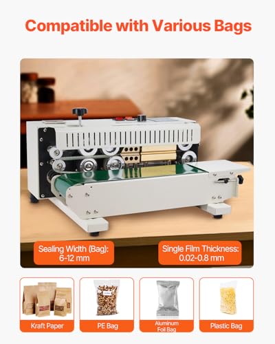 Continuous Bag Sealer Machine with Printing Function - 20 Count