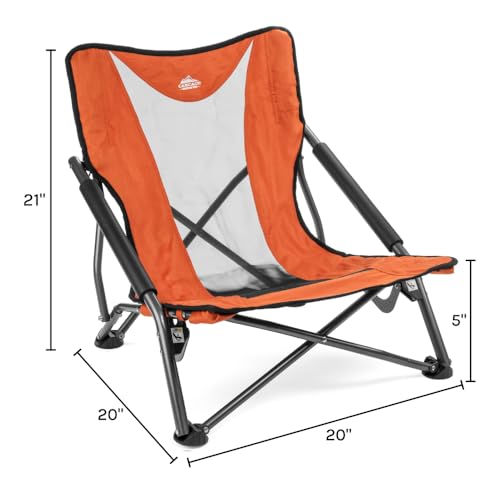 Orange Folding Camp Chair - Low Profile, Lightweight Outdoor Seating