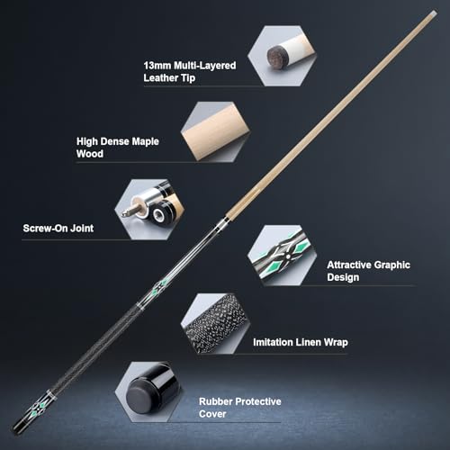 Set of 4 58-Inch Maple Billiard Pool Cues for Adults with 13mm Tips