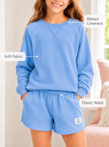 Girls Sweatshirt & Short Set in Blue, 11-12 Years – Lounge Sleepwear