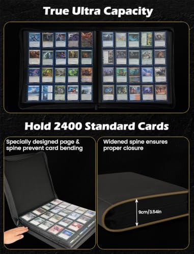 Dark Gray XL+ 20-Pocket Zipper Card Binder for 2400 Trading Cards