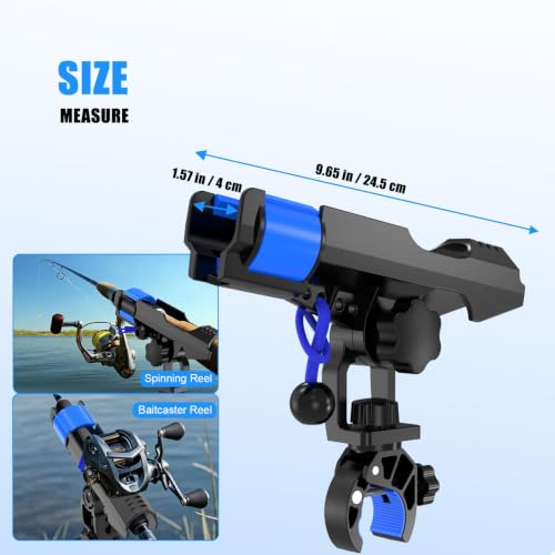 VEXPLO Clamp On Rod Holder for Fishing Boat Round Rail Mount Black 2