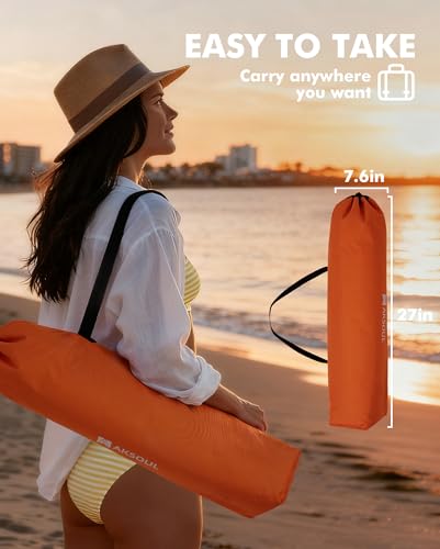 AKSOUL Orange Folding Beach Chair for Adults - Wide Seat, Low & High Back, Pack of 2