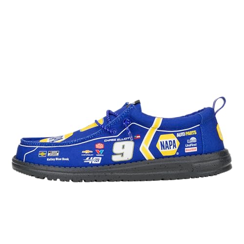 HEYDUDE Men's Wally NASCAR Slip-On Loafer - Blue Multi, Breathable Mesh, Easy-On