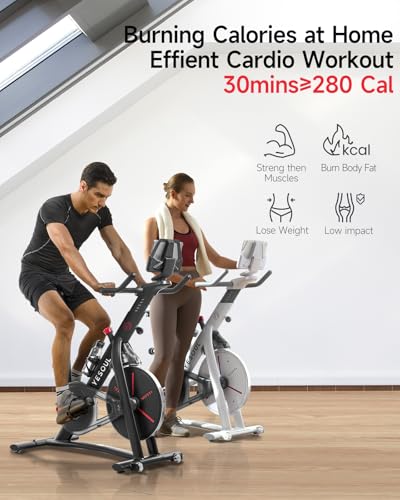 YESOUL Black Magnetic Indoor Exercise Bike with App Training & Adjustable Resistance