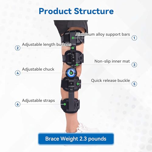 Universal Hinged ROM Knee Brace - Adjustable Post-Op Support for ACL MCL Recovery, Ambidextrous, 19-27 Inches