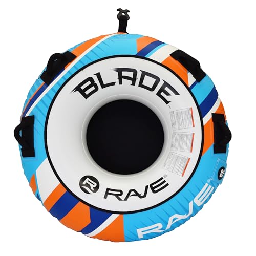RAVE Sports Blade Inflatable Towable Tube - Orange, 1 Rider, Skim-Fast Bottom