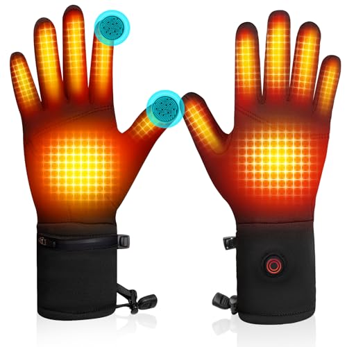 Rechargeable Heated Gloves for Men Women - Battery-Powered Winter Mitts with Touchscreen Compatibility - Black, Medium Variation