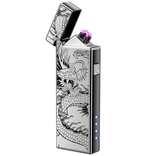 Rechargeable Plasma Lighter with Dragon Design - Black Dragon Pocket Lighter for Men