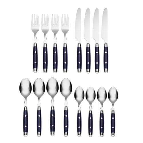 Cambridge Jubilee Blue Flatware Set for 4 - 16-Piece Stainless Steel