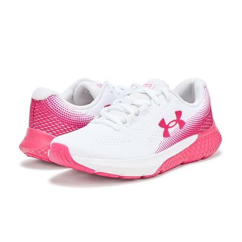 Under Armour Women's Charged Rogue 4 Running Shoes - White & Shaded Fuchsia, Size 6
