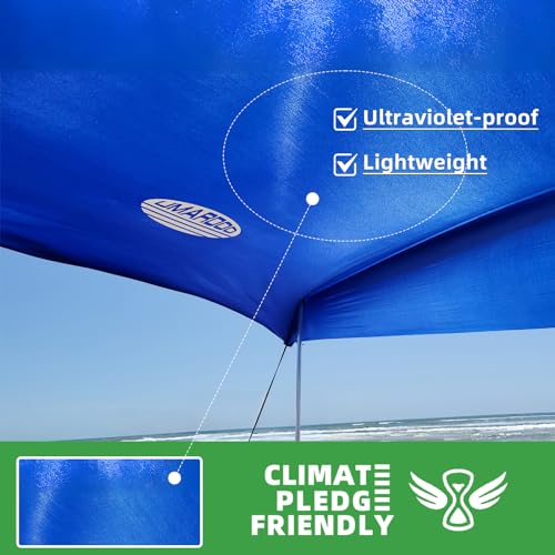 UMARDOO 10x10FT Blue Family Beach Tent Canopy Sun Shade Portable Wind-Resistant
