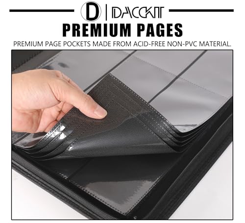 D DACCKIT Semi Rigid Card Binder for Trading & Sports Cards - Holds 540 Sleeved Cards, Black