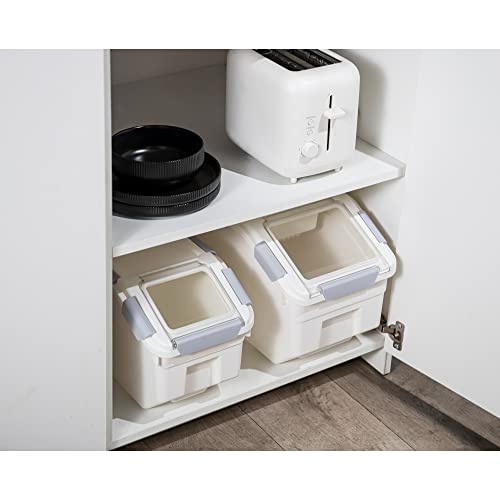 HANAMYA 2-Pack 40 lb (25 Liter) Rice & Grain Storage Containers with Measuring Cups, BPA-Free, White