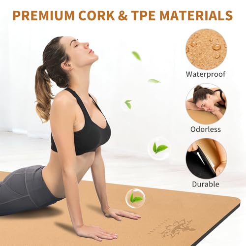 Extra Large 6'x4' Cork Yoga Mat - 1/2 Inch Thick Non-slip Exercise & Pilates Mat