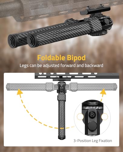 CVLIFE Carbon Fiber Bipod for M-Rail - Adjustable, Foldable & Swivel Shooting Support