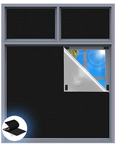 Blackout Curtains for Bedroom 70 x 58 Inches No Drill Portable Blackout Blinds - Black Variation