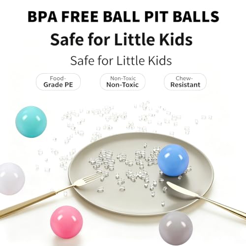 Plastic Ball Pit Balls 50 Pack for Baby Toddler Kids - 5 Macaron Colors