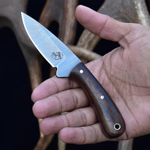 Fixed Blade Utility Knife with Rosewood Handle & Sheath – Hunting & EDC Knife
