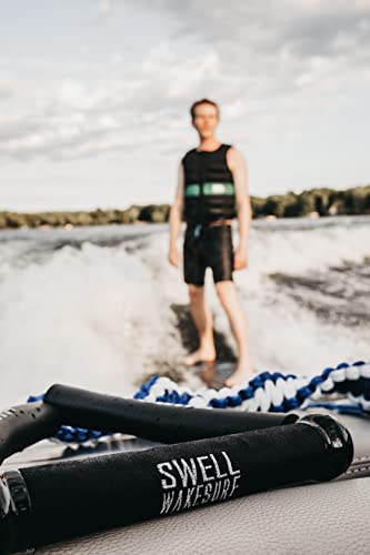 SWELL Wakesurf Rope - Premium Blue Braided Wakesurf Line with Float Handles
