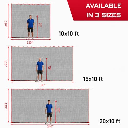 20x10ft Golf Netting with Impact Mesh - Easy Setup Backyard Practice Net