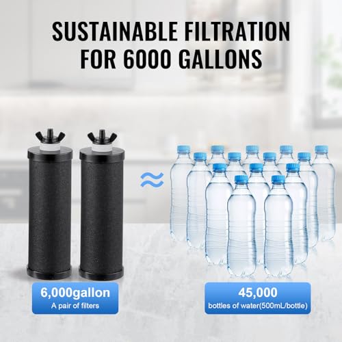 Gravity-Fed Water Filter System 2.25G Stainless Steel Countertop with Water Level Indicator