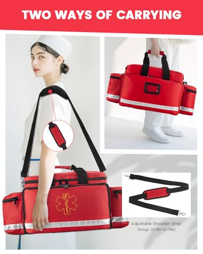 Red XL Medical Bag EMT Trauma First Responder Paramedic Equipment Organizer