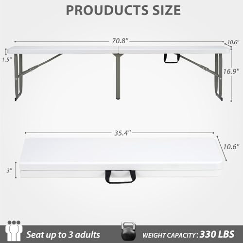 Candockway 6ft Folding Outdoor Bench Lock 2-Pack Waterproof Portable