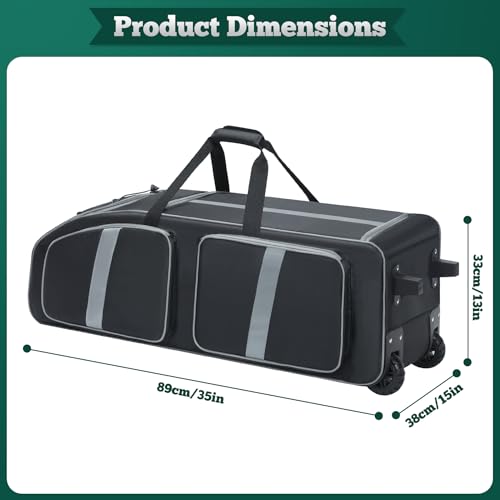 Large Capacity Football Gear Bag with Wheels & Multiple Pockets