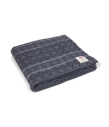 Manduka Yoga Cotton Blanket - Recycled Peruvian Fabric, 68in Thunder Grey
