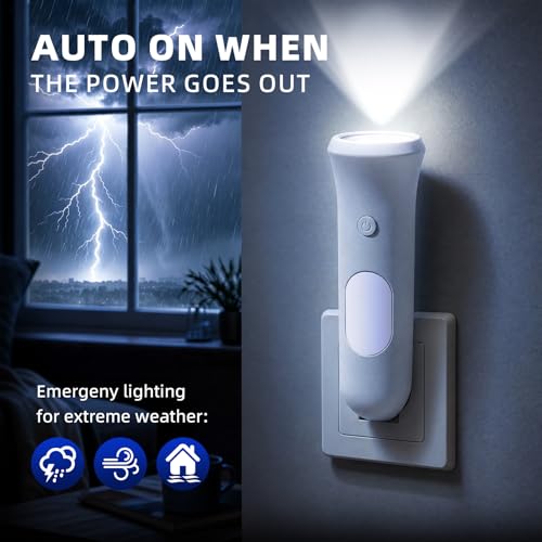 White ROSSEX 4-in-1 Emergency Power Failure Light 9 Pack Rechargeable LED Flashlights