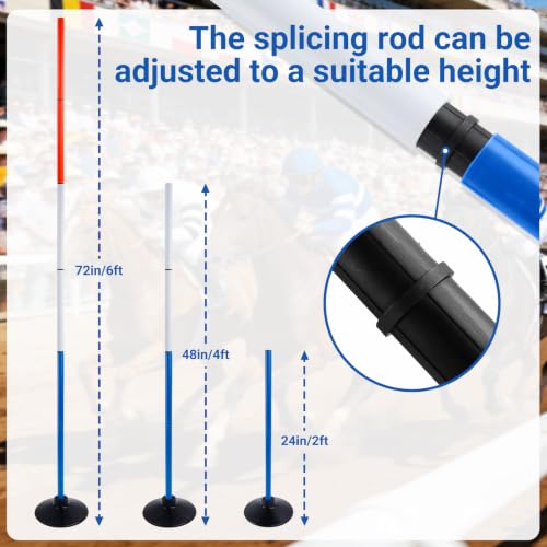 6FT Horse Training Poles Set with Rubber Bases - White-Blue-Orange 6 Pack