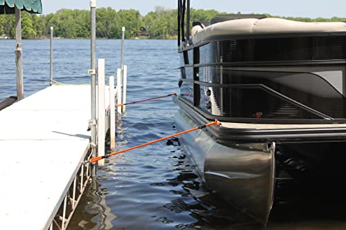 Orange Bungee Dock Lines 40in Stretches to 70in for Boating & Marine Docking