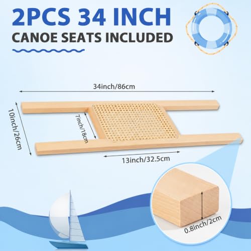 Conderyang 2 Pcs 34-Inch Caned Canoe Webbed Seats - Outdoor Caned Seating Set