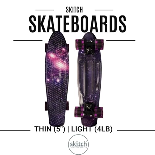 Purple Galaxy LED Skateboard for Kids & Teens - Complete Mini Cruiser Set with Backpack & Video Course