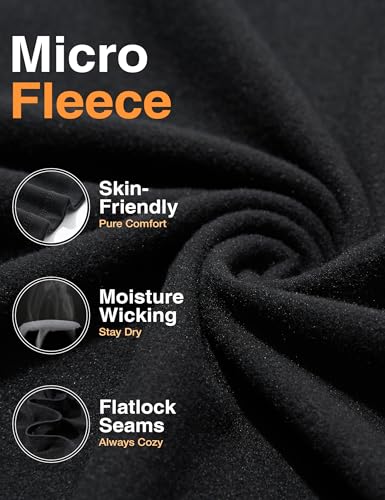 X-Large 3 Pack Men's Thermal Underwear Long Johns Fleece Lined Soft Warm Base Layer Black