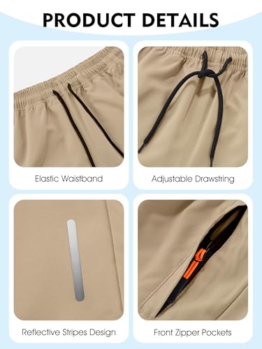 Men's Athletic Running Shorts with Zipper Pockets - Lightweight Quick Dry Cargo for Gym & Outdoors