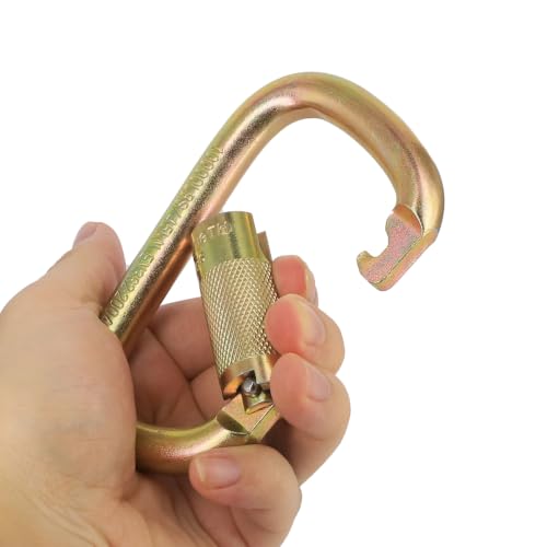 Heavy Duty Auto Locking Carabiner Steel Climbing Carabiners 45KN Gold 1Pack