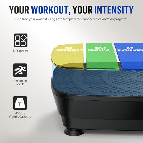Black Vibration Plate for Lymphatic Drainage & Body Toning - 400Lbs Capacity