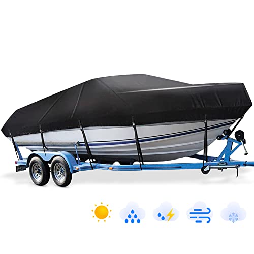 Mancro Waterproof Boat Cover 20-22ft Heavy Duty Trailerable Cover Up to 102" Beam